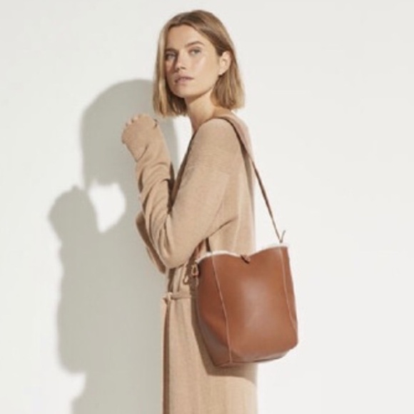 Vince Reversible Shasta Bucket Shearling Lined Leather Bucket Bag NWOT - Picture 1 of 11